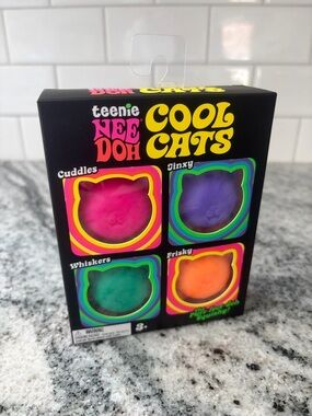 Teenie Nee Doh Cool Cats Squishy Cat Stress Toys - 4 Pack
